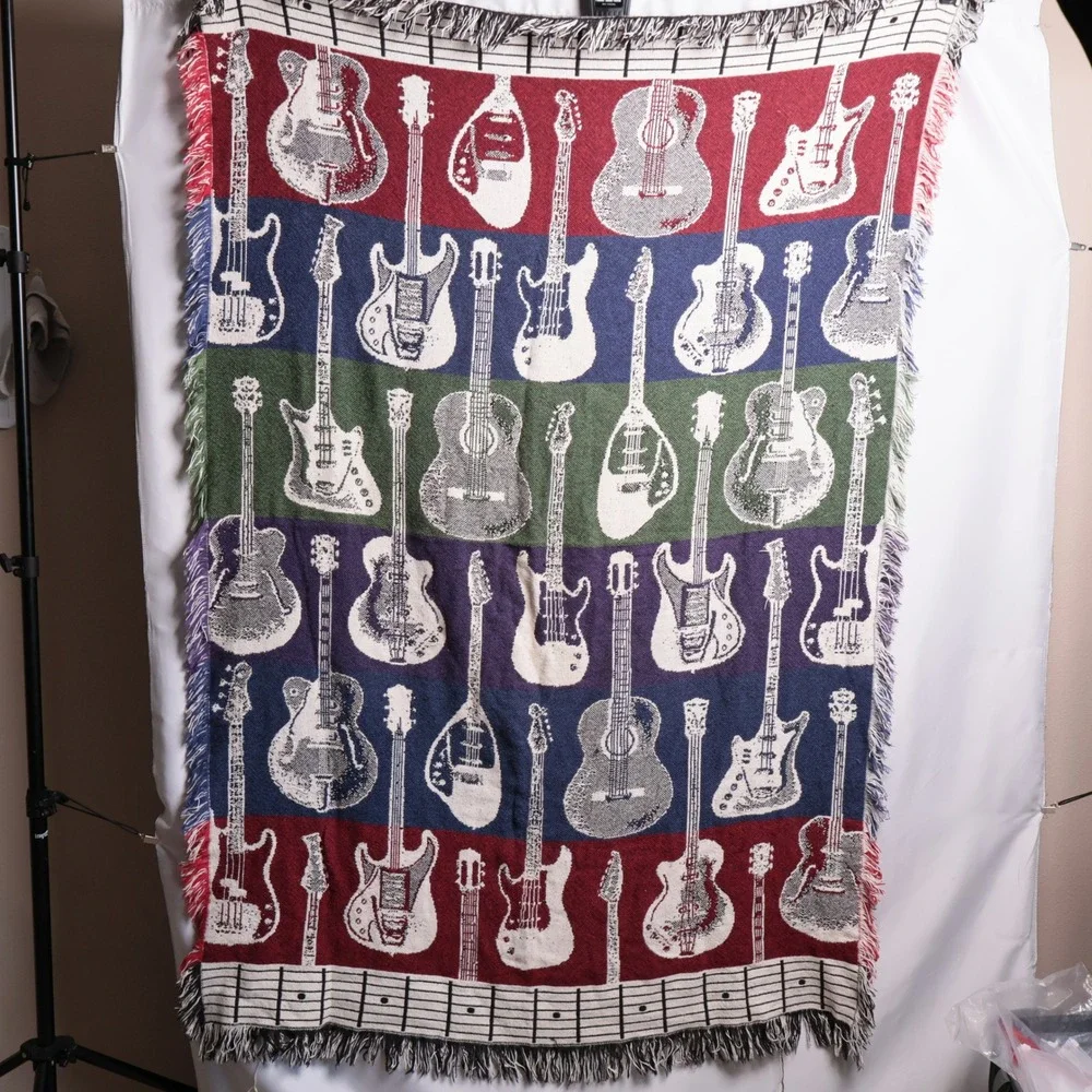 Guitar Tapestry Throw Blanket Unisex 48x68 Multicolor‎ Good Woven Art